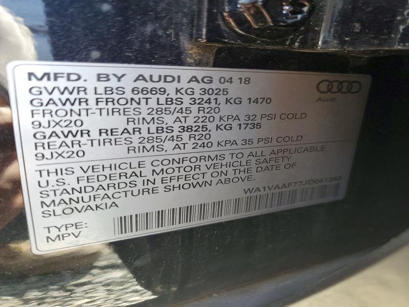 Photo 14 from auction – 2018 AUDI Q7 with VIN WA1VAAF77JD041243