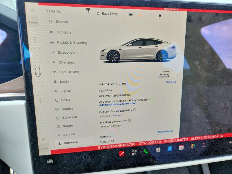Photo 9 from auction – 2022 TESLA MODEL S with VIN 5YJSA1E55NF468766