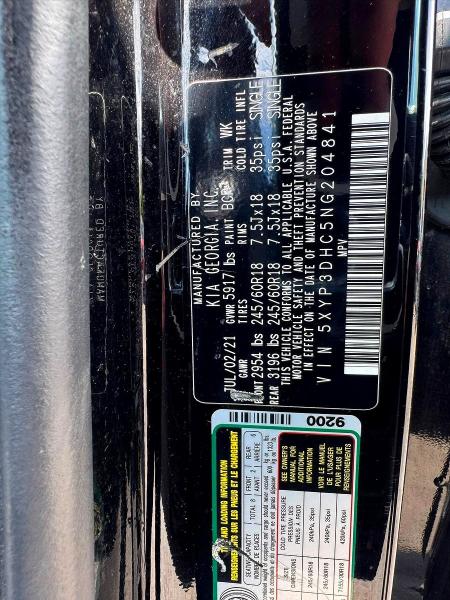 Photo 10 from auction – 2022 KIA TELLURIDE with VIN 5XYP3DHC5NG204841
