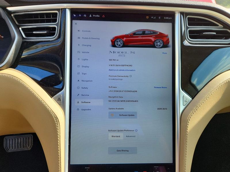 Photo 9 from auction – 2014 TESLA MODEL S with VIN 5YJSA1H10EFP40262