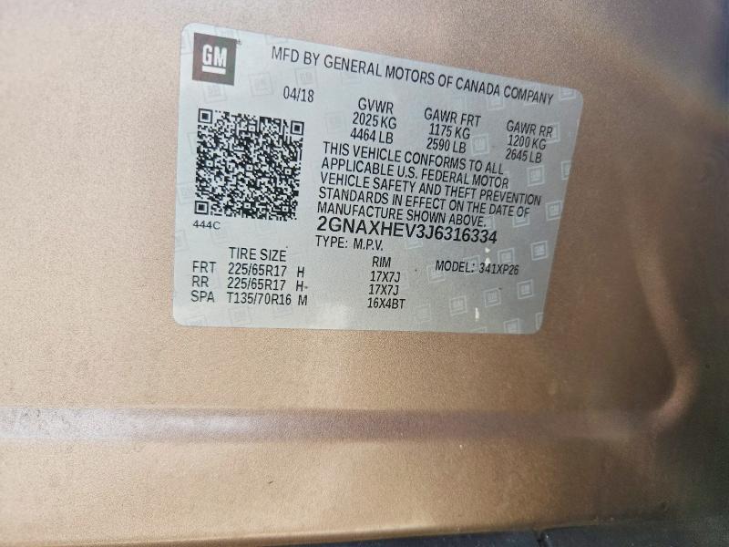 Снимка 14 от търг – 2018 CHEVROLET EQUINOX с VIN 2GNAXHEV3J6316334