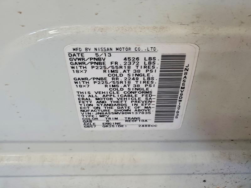 Photo 14 from auction – 2013 NISSAN ROGUE with VIN JN8AS5MV9DW137835