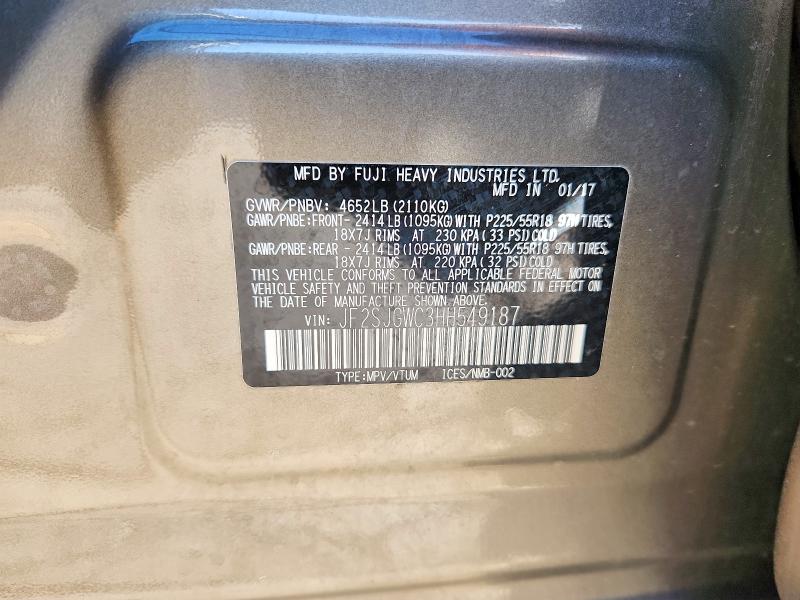 Photo 14 from auction – 2017 SUBARU FORESTER with VIN JF2SJGWC3HH549187