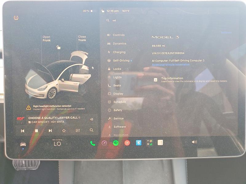 Photo 9 from auction – 2022 TESLA MODEL 3 with VIN 5YJ3E1EA2NF368694