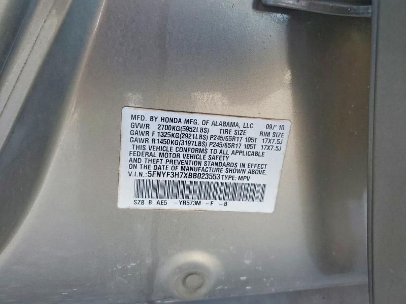 Photo 14 from auction – 2011 HONDA PILOT with VIN 5FNYF3H7XBB023553