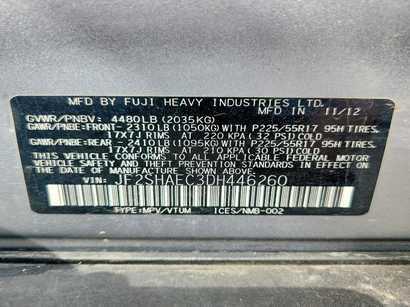 Photo 14 from auction – 2013 SUBARU FORESTER with VIN JF2SHAEC3DH446260