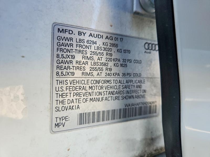 Photo 14 from auction – 2017 AUDI Q7 with VIN WA1AHAF7XGD043671