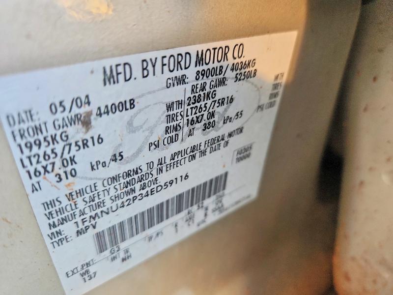 Photo 14 from auction – 2004 FORD EXCURSION with VIN 1FMNU42P34ED59116