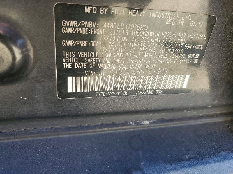 Photo 14 from auction – 2011 SUBARU FORESTER with VIN JF2SHADC4BH743309