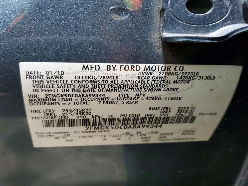 Снимка 14 от търг – 2010 FORD FLEX с VIN 2FMGK5DC0ABA99344