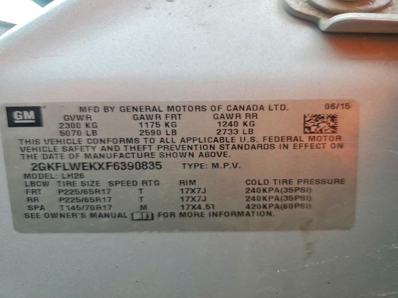 Photo 14 from auction – 2015 GMC TERRAIN with VIN 2GKFLWEKXF6390835