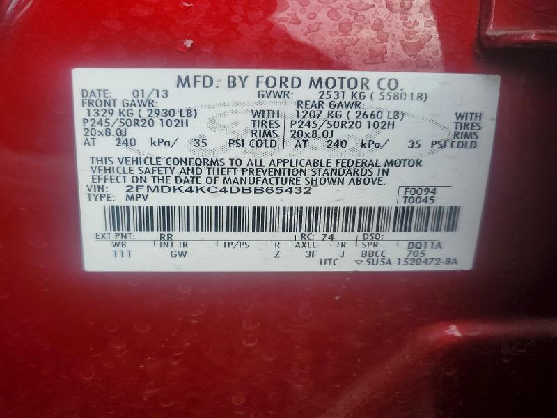 Photo 14 from auction – 2013 FORD EDGE with VIN 2FMDK4KC4DBB65432