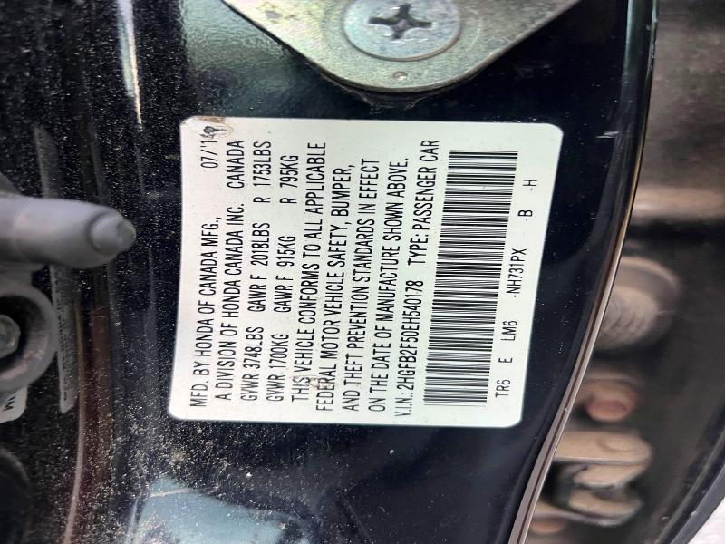 Zdjęcie 10 z aukcji – 2014 HONDA CIVIC z VIN 2HGFB2F50EH540178