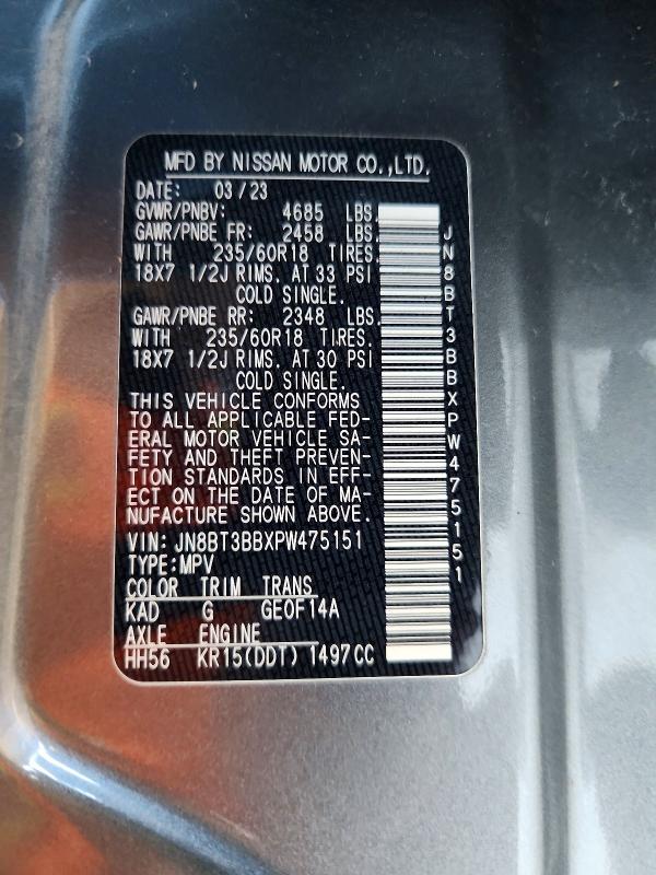 Photo 14 from auction – 2023 NISSAN ROGUE with VIN JN8BT3BBXPW475151