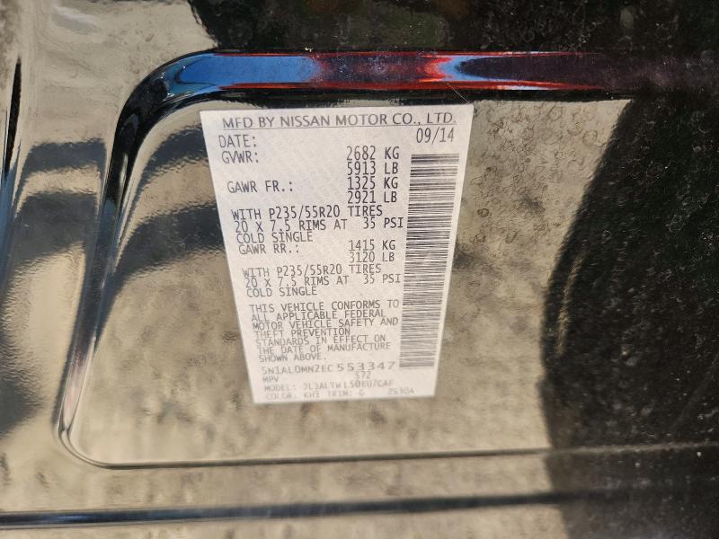 Photo 14 from auction – 2014 INFINITI QX60 with VIN 5N1AL0MN2EC553347