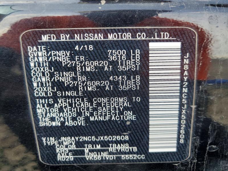 Photo 14 from auction – 2018 NISSAN ARMADA with VIN JN8AY2NC5JX502608
