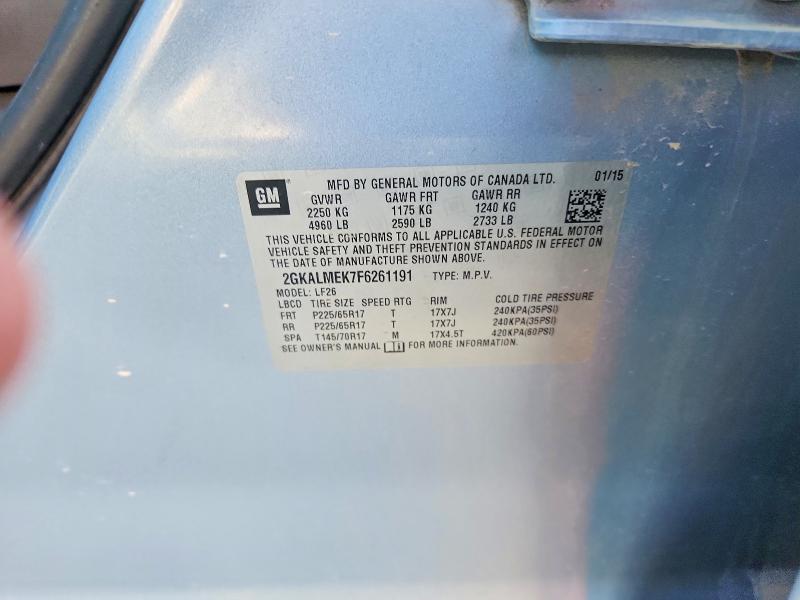 Photo 14 from auction – 2015 GMC TERRAIN with VIN 2GKALMEK7F6261191