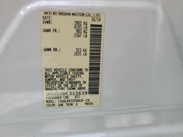 Photo 14 from auction – 2015 NISSAN LEAF with VIN 1N4AZ0CP2FC315639