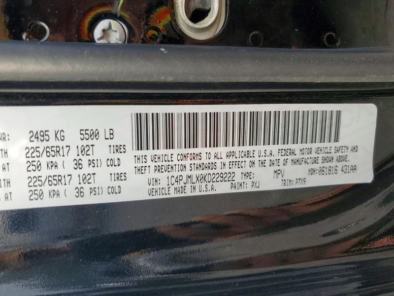 Photo 14 from auction – 2019 JEEP CHEROKEE with VIN 1C4PJMLX0KD229222
