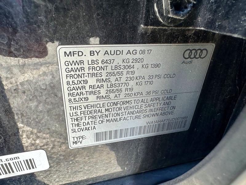Photo 10 from auction – 2018 AUDI Q7 with VIN WA1AHAF70JD007669