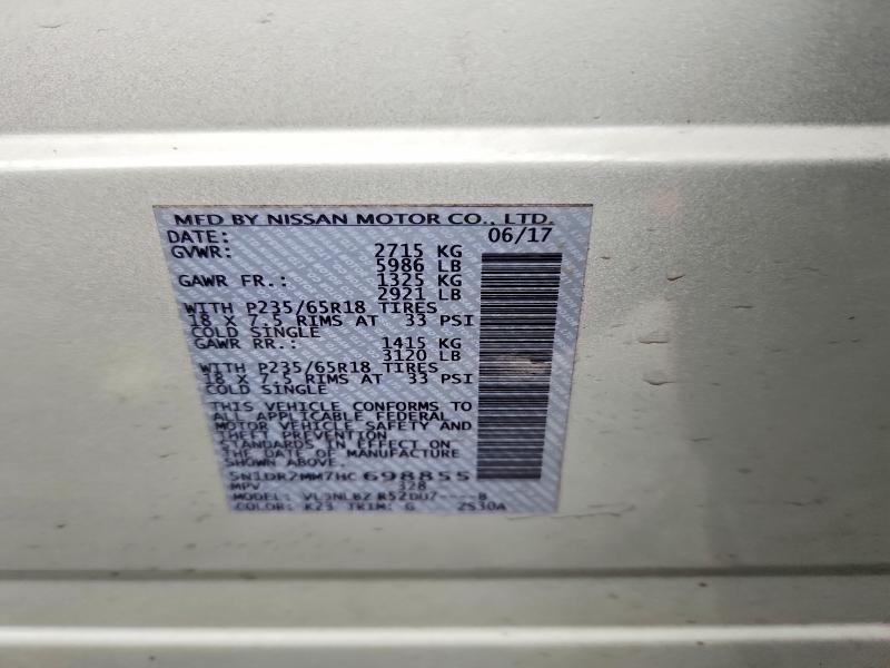 Снимка 14 от търг – 2017 NISSAN PATHFINDER с VIN 5N1DR2MM7HC698855