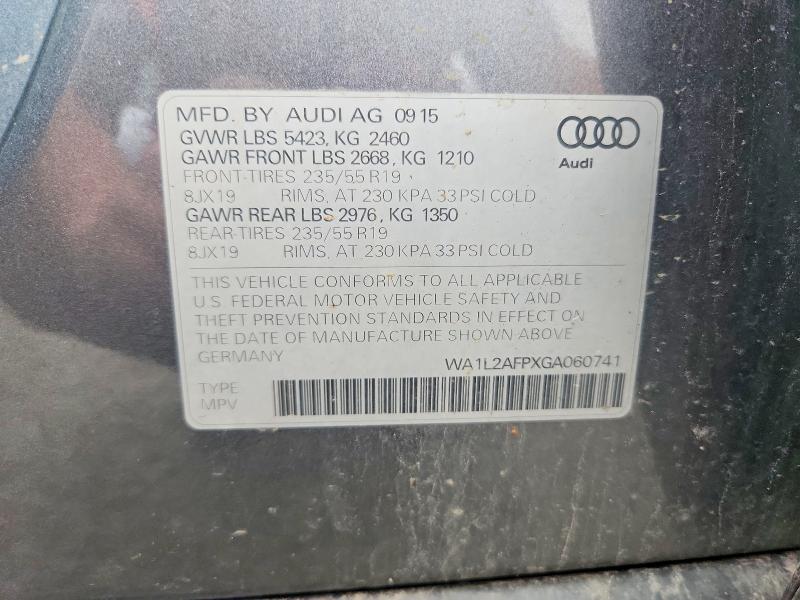 Снимка 14 от търг – 2016 AUDI Q5 с VIN WA1L2AFPXGA060741