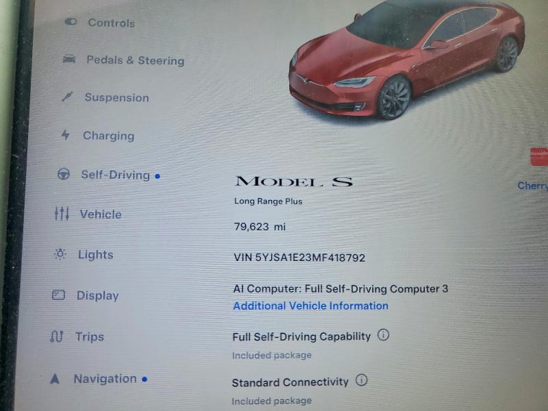 Foto 9 de la subasta – 2021 TESLA MODEL S con VIN 5YJSA1E23MF418792