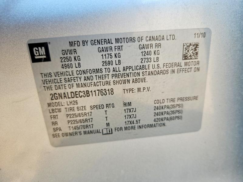 Фото 14 с аукциона – 2011 CHEVROLET EQUINOX с VIN 2GNALDEC3B1176318