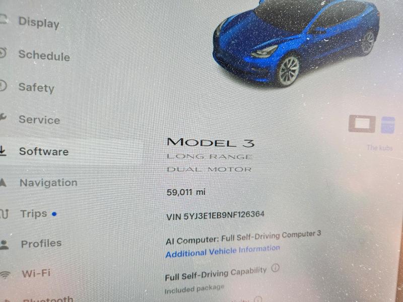Foto 9 de la subasta – 2022 TESLA MODEL 3 con VIN 5YJ3E1EB9NF126364