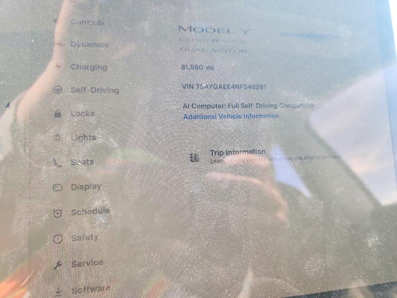 صورة رقم 9 من المزاد - 2022 TESLA MODEL Y مع VIN 7SAYGAEE4NF548281