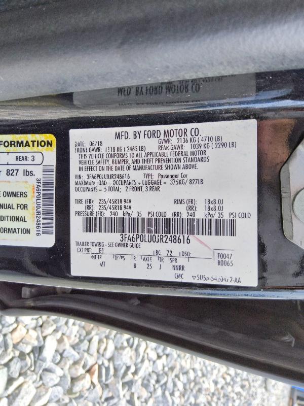 Foto 13 de la subasta – 2018 FORD FUSION con VIN 3FA6P0LU0JR248616