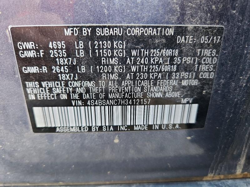 Photo 14 from auction – 2017 SUBARU OUTBACK with VIN 4S4BSANC7H3412157