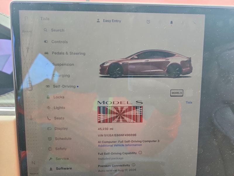Photo 9 from auction – 2022 TESLA MODEL S with VIN 5YJSA1E66NF496696