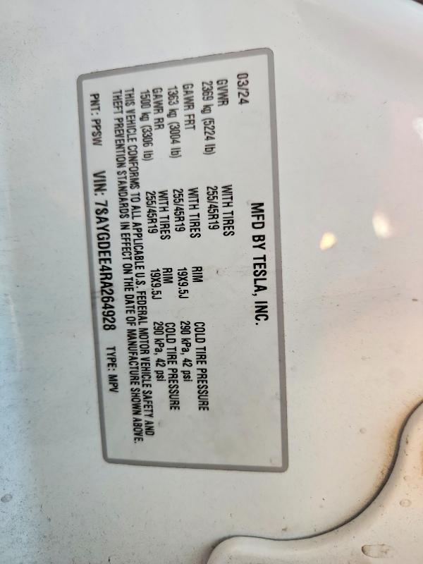 صورة رقم 14 من المزاد - 2024 TESLA MODEL Y مع VIN 7SAYGDEE4RA264928