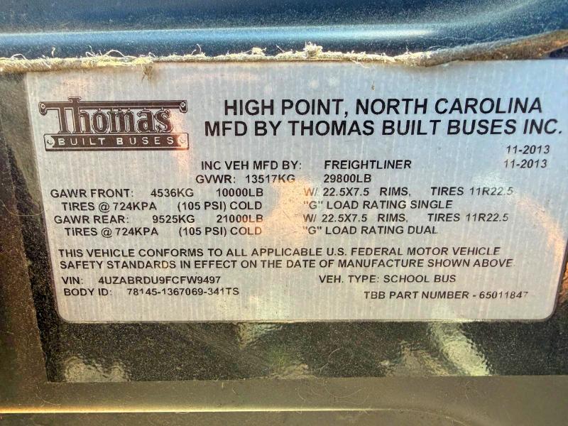 Photo 10 from auction – 2015 FREIGHTLINER CHASSIS with VIN 4UZABRDU9FCFW9497
