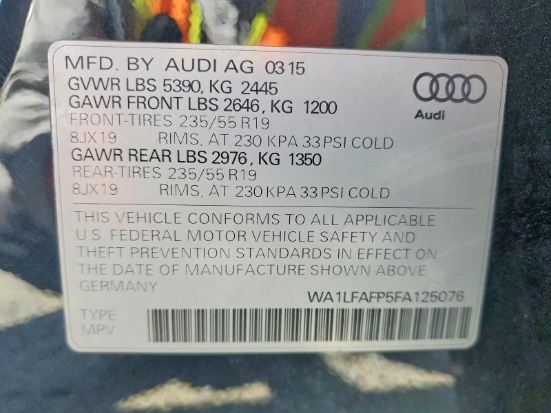 Photo 14 from auction – 2015 AUDI Q5 with VIN WA1LFAFP5FA125076