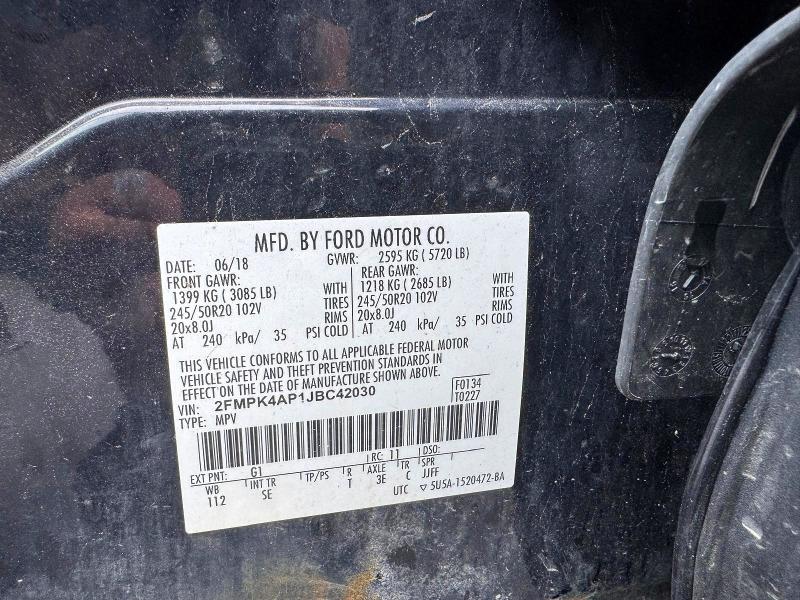 Photo 13 from auction – 2018 FORD EDGE with VIN 2FMPK4AP1JBC42030