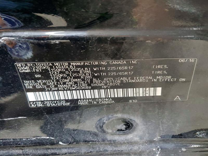 Снимка 14 от търг – 2016 TOYOTA RAV4 с VIN 2T3RFREV7GW503688