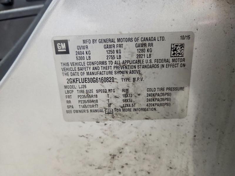 Photo 14 from auction – 2016 GMC TERRAIN with VIN 2GKFLUE30G6160820