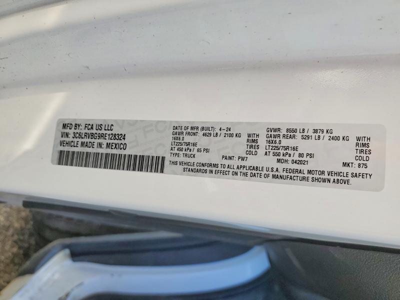 Photo 14 from auction – 2024 RAM PROMASTER 1500 with VIN 3C6LRVBG9RE128324