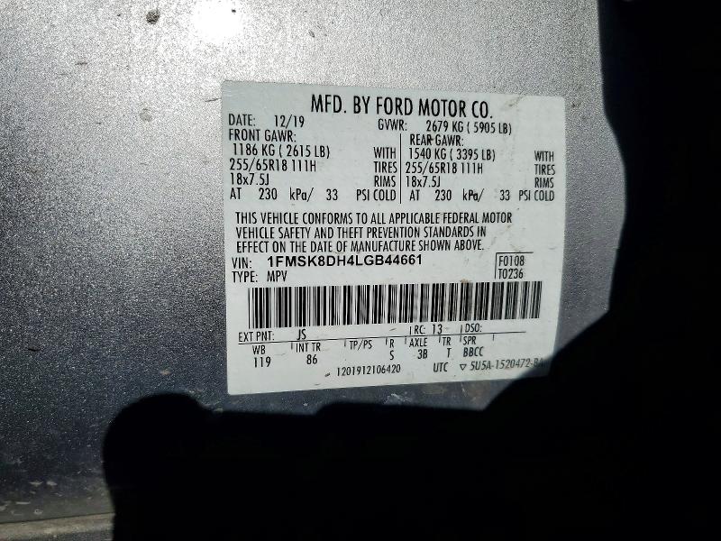 Foto 14 de la subasta – 2020 FORD EXPLORER con VIN 1FMSK8DH4LGB44661