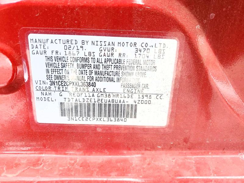 Снимка 14 от търг – 2019 NISSAN VERSA NOTE с VIN 3N1CE2CPXKL363840