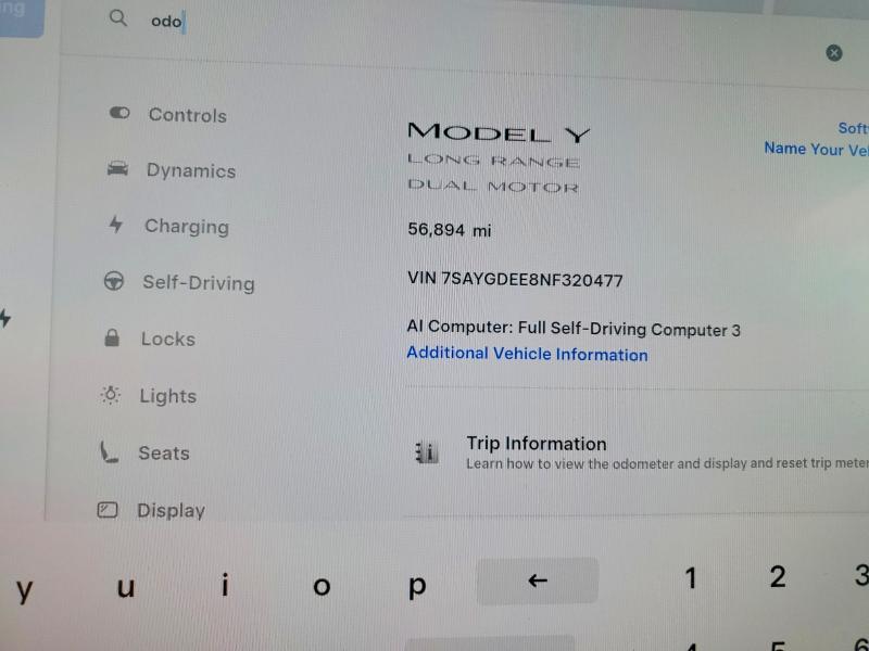 Photo 9 from auction – 2022 TESLA MODEL Y with VIN 7SAYGDEE8NF320477