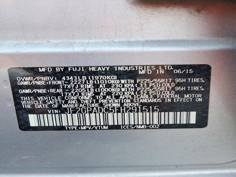 Zdjęcie 14 z aukcji – 2015 SUBARU XV CROSSTREK z VIN JF2GPADC5FH291515