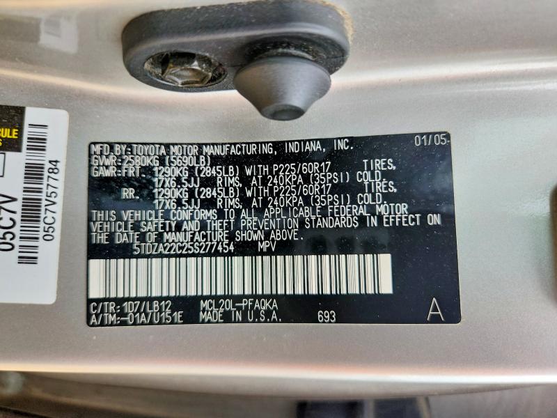 Photo 14 from auction – 2005 TOYOTA SIENNA with VIN 5TDZA22C25S277454