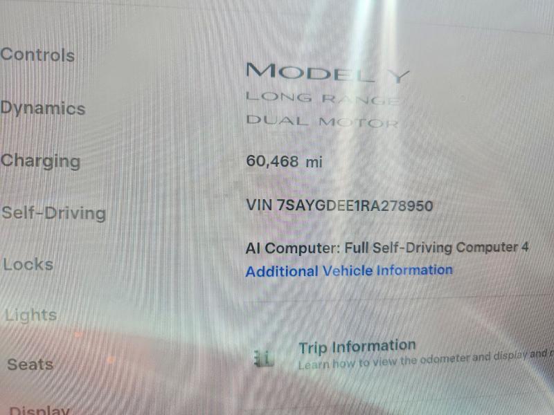 Photo 9 from auction – 2024 TESLA MODEL Y with VIN 7SAYGDEE1RA278950