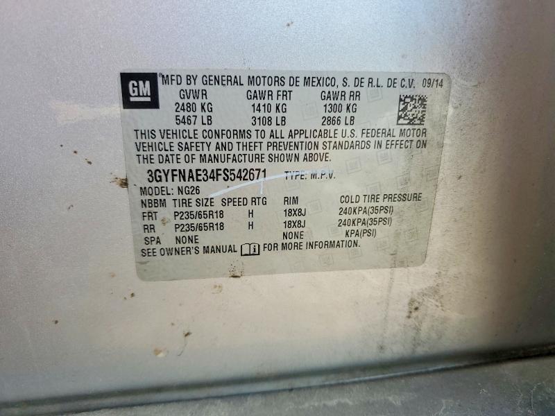 Photo 14 from auction – 2015 CADILLAC SRX with VIN 3GYFNAE34FS542671