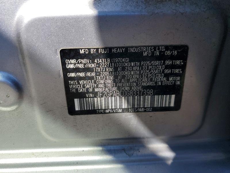 Фото 14 с аукциона – 2016 SUBARU CROSSTREK с VIN JF2GPABC0G8337398