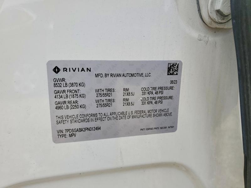 Photo 14 from auction – 2023 RIVIAN R1S with VIN 7PDSGABA2PN012494