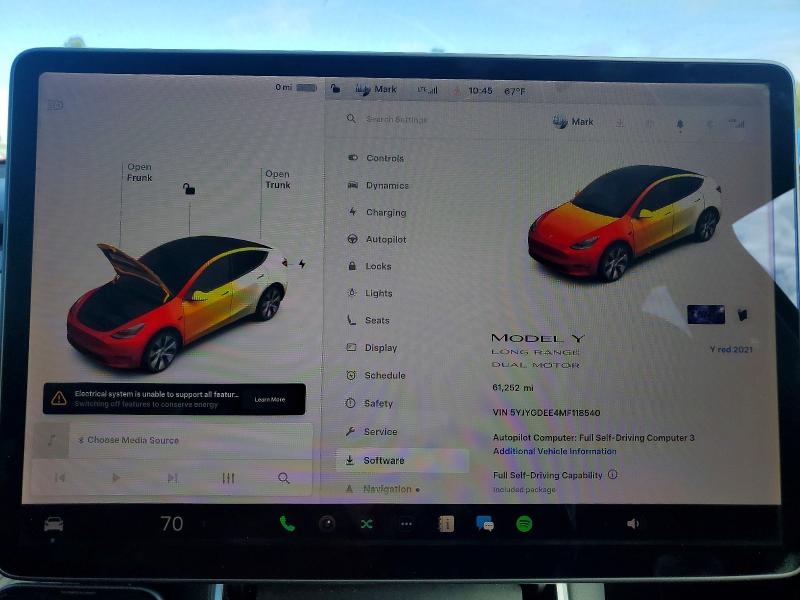 Фото 9 с аукциона – 2021 TESLA MODEL Y с VIN 5YJYGDEE4MF118540